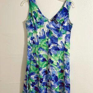 Blue Green Floral Dress - Chaps
